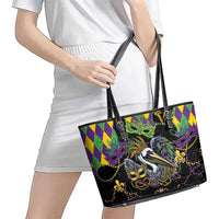 Mardi Gras Pelican Leather Tote Bag On Tuesdays We Wear Beads - Wonder Print Shop