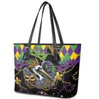 Mardi Gras Pelican Leather Tote Bag On Tuesdays We Wear Beads - Wonder Print Shop
