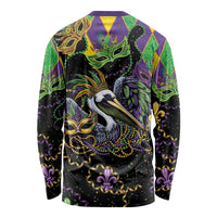 Mardi Gras Pelican Long Sleeve Shirt On Tuesdays We Wear Beads - Wonder Print Shop