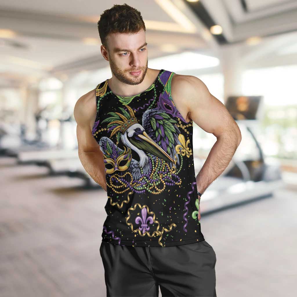 Mardi Gras Pelican Men Tank Top On Tuesdays We Wear Beads - Wonder Print Shop
