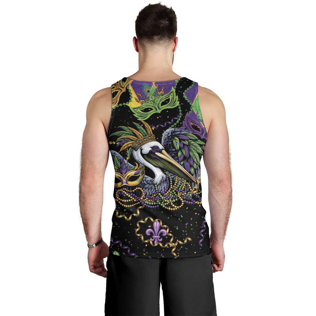 Mardi Gras Pelican Men Tank Top On Tuesdays We Wear Beads - Wonder Print Shop