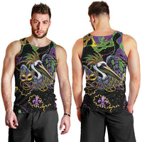 Mardi Gras Pelican Men Tank Top On Tuesdays We Wear Beads - Wonder Print Shop