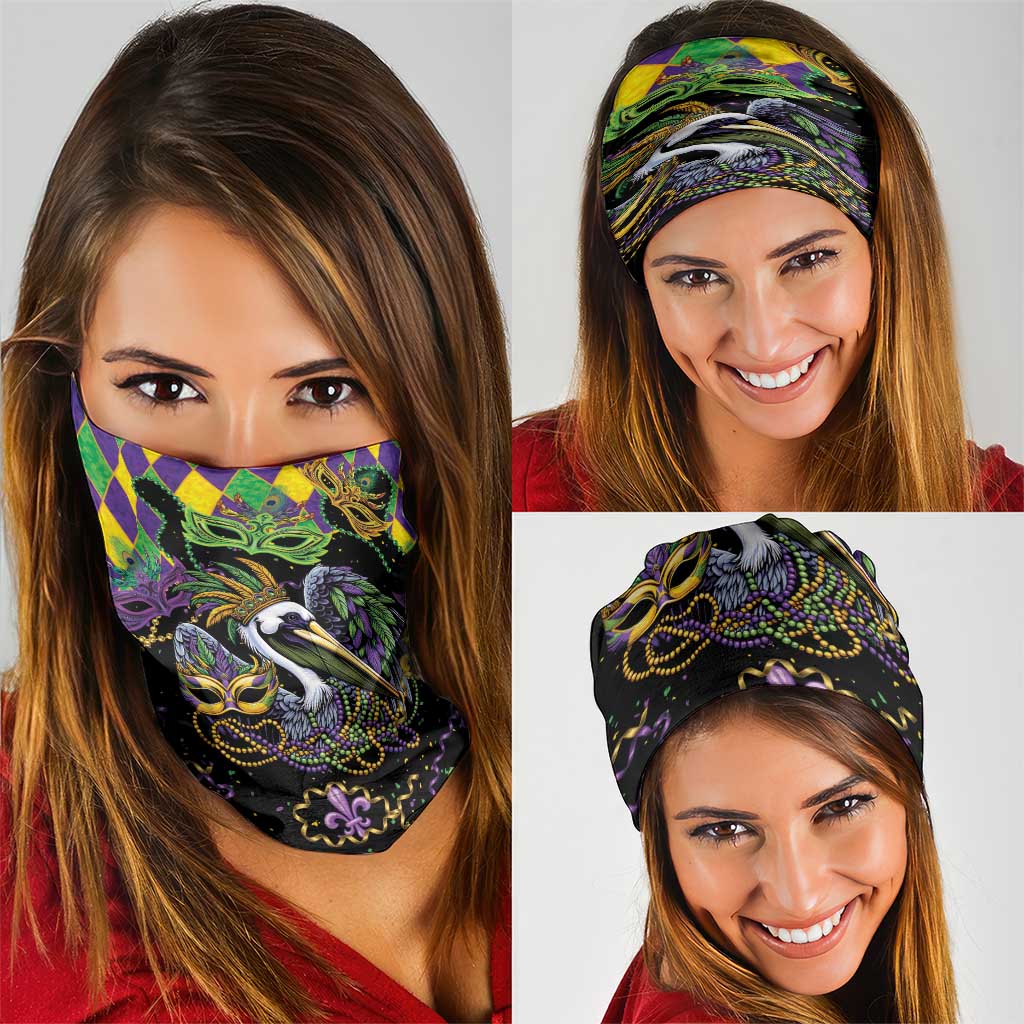 Mardi Gras Pelican Neck Gaiter On Tuesdays We Wear Beads - Wonder Print Shop