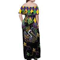 Mardi Gras Pelican Off Shoulder Maxi Dress On Tuesdays We Wear Beads - Wonder Print Shop