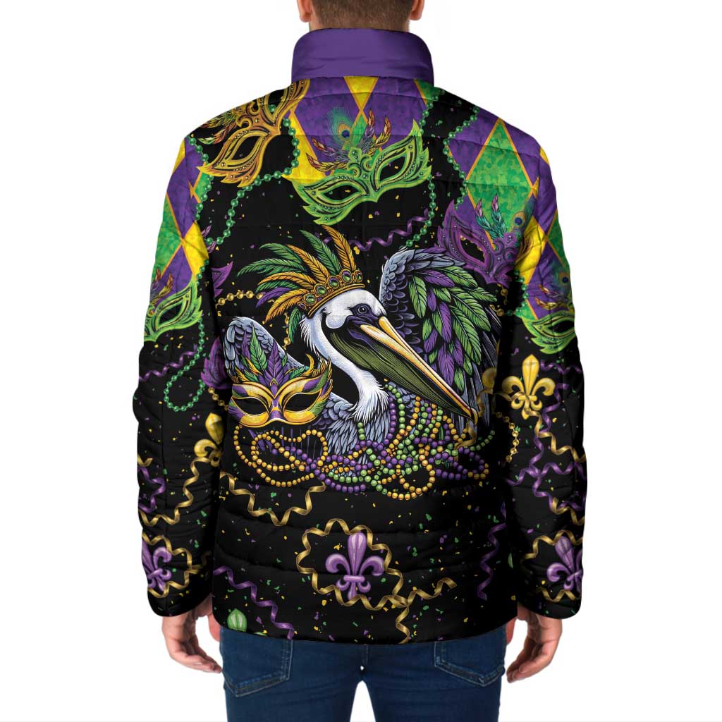 Mardi Gras Pelican Padded Jacket On Tuesdays We Wear Beads - Wonder Print Shop