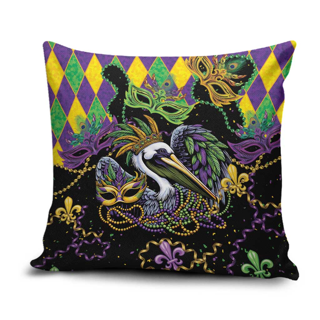 Mardi Gras Pelican Pillow Cover On Tuesdays We Wear Beads - Wonder Print Shop