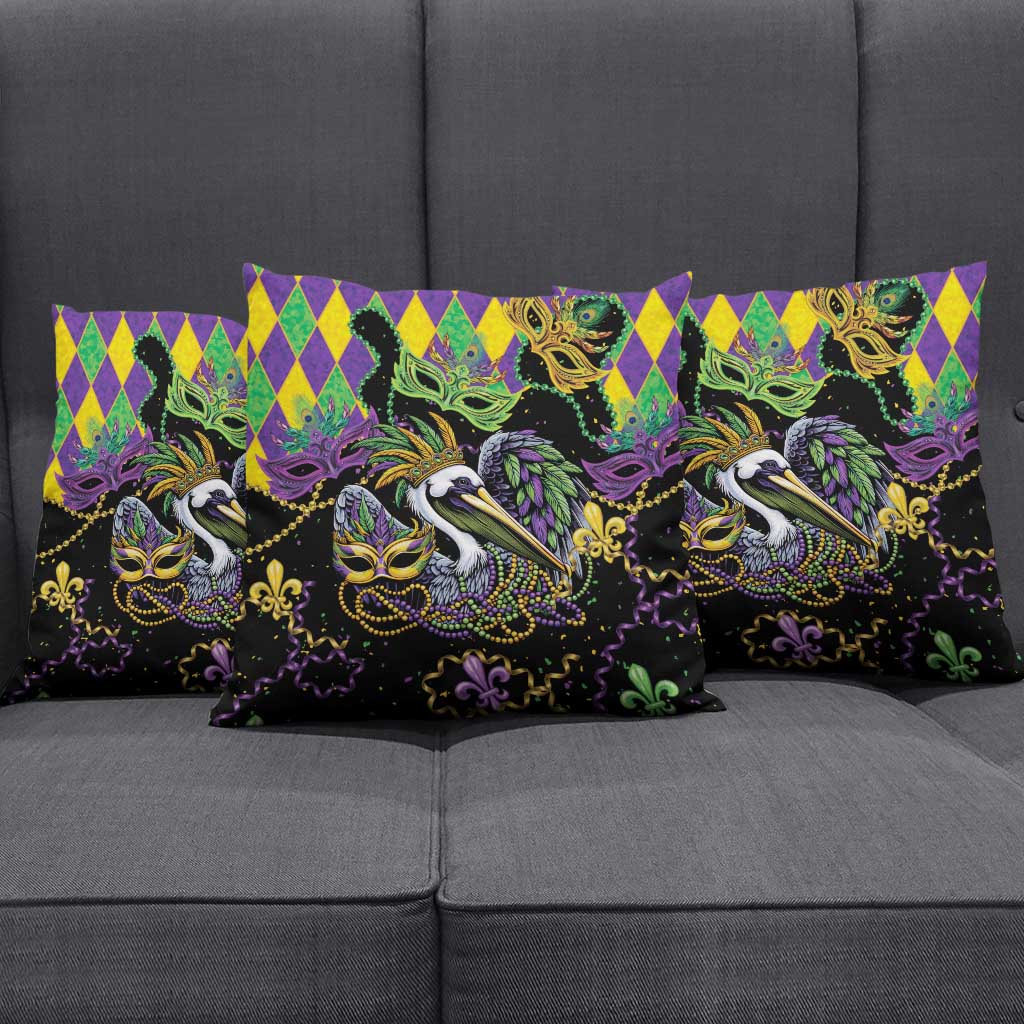 Mardi Gras Pelican Pillow Cover On Tuesdays We Wear Beads - Wonder Print Shop