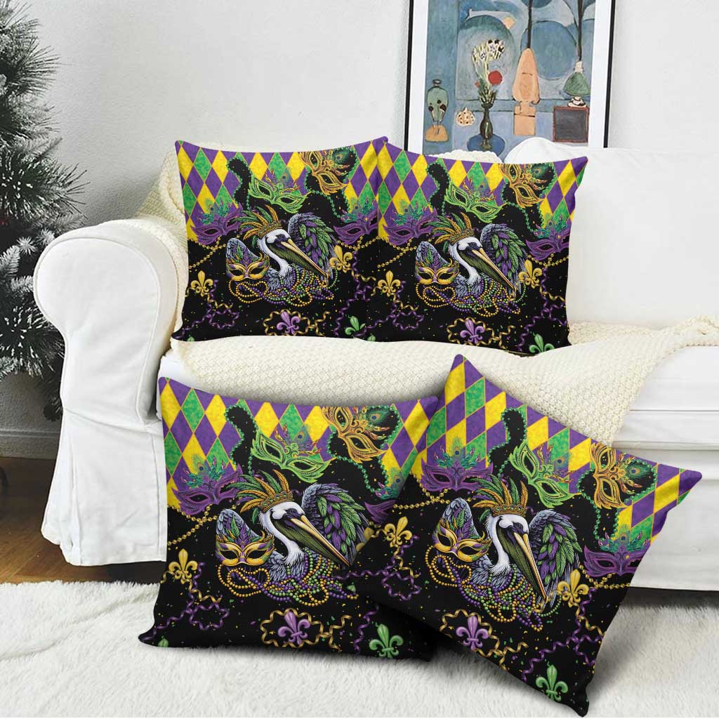 Mardi Gras Pelican Pillow Cover On Tuesdays We Wear Beads - Wonder Print Shop