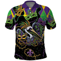 Mardi Gras Pelican Polo Shirt On Tuesdays We Wear Beads - Wonder Print Shop