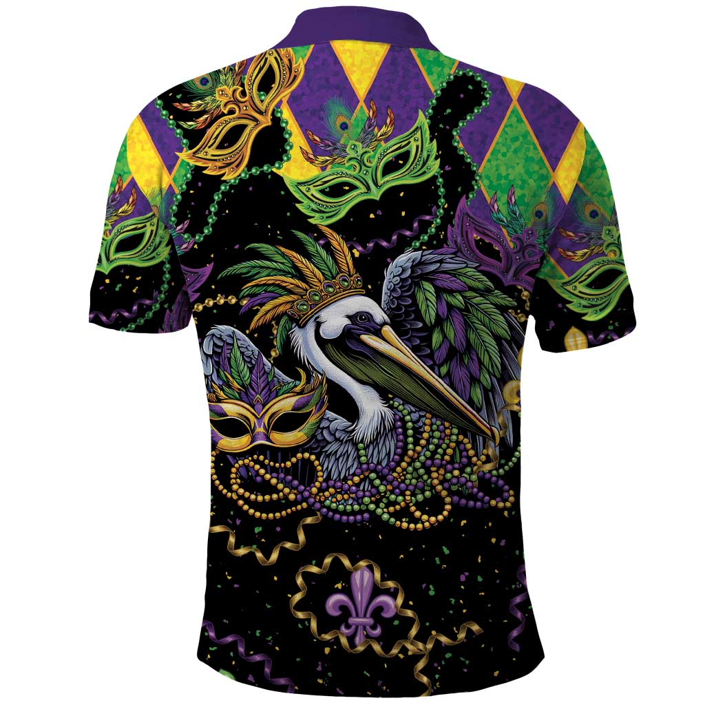 Mardi Gras Pelican Polo Shirt On Tuesdays We Wear Beads - Wonder Print Shop