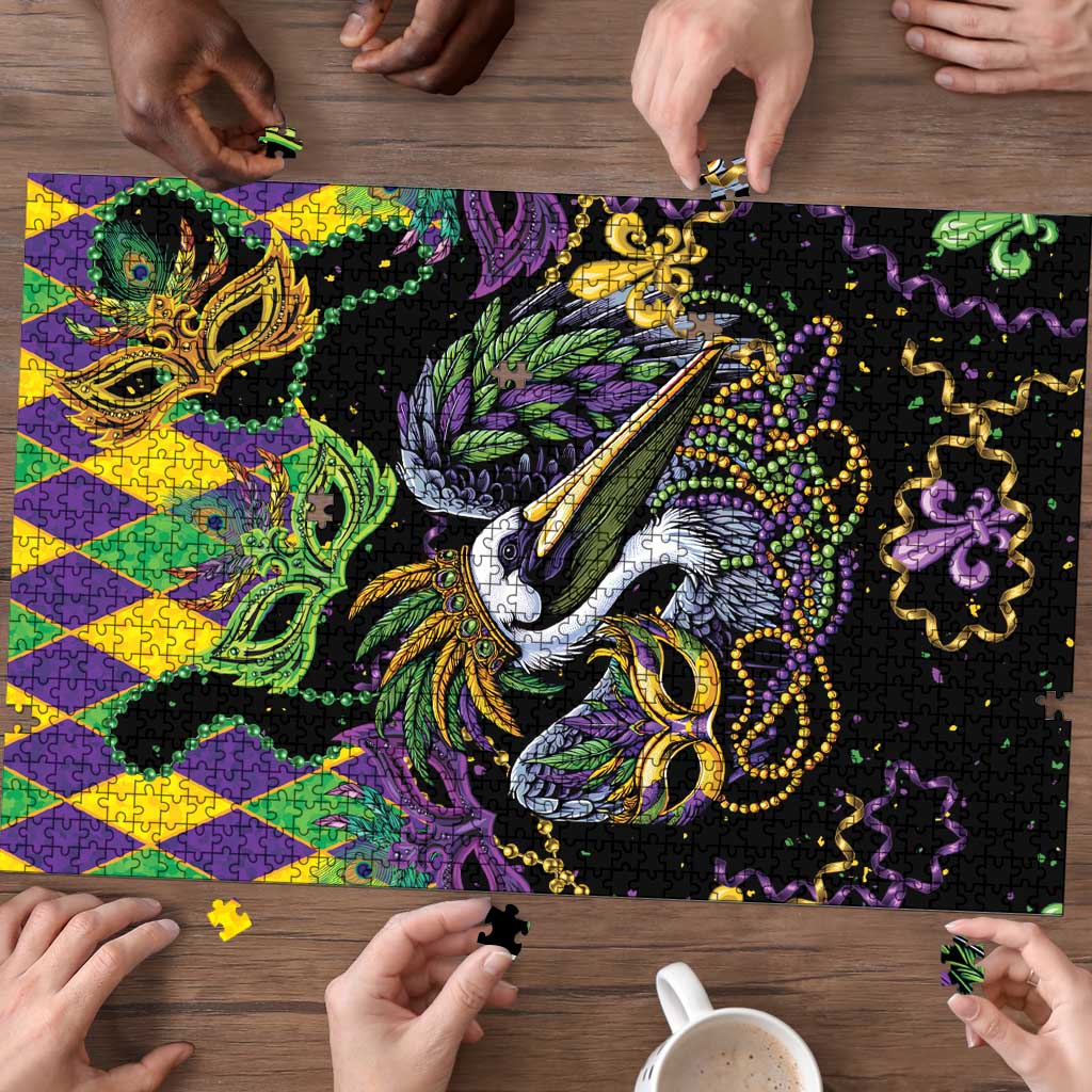 Mardi Gras Pelican Puzzle On Tuesdays We Wear Beads - Wonder Print Shop