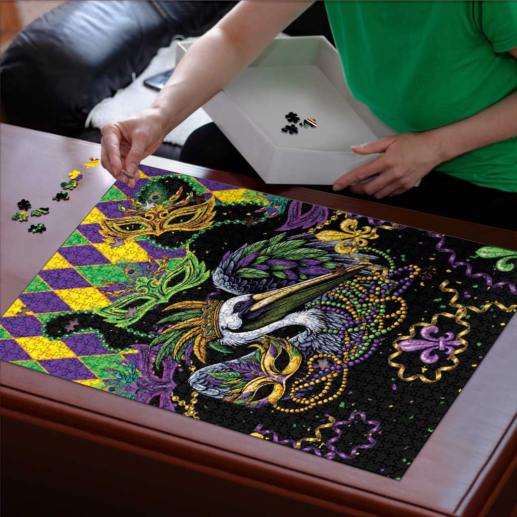 Mardi Gras Pelican Puzzle On Tuesdays We Wear Beads - Wonder Print Shop