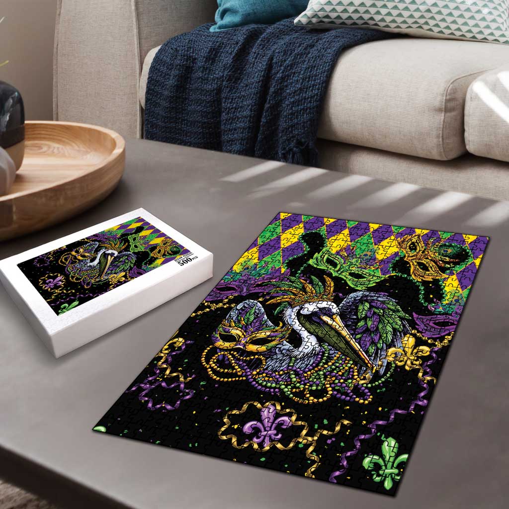 Mardi Gras Pelican Puzzle On Tuesdays We Wear Beads - Wonder Print Shop