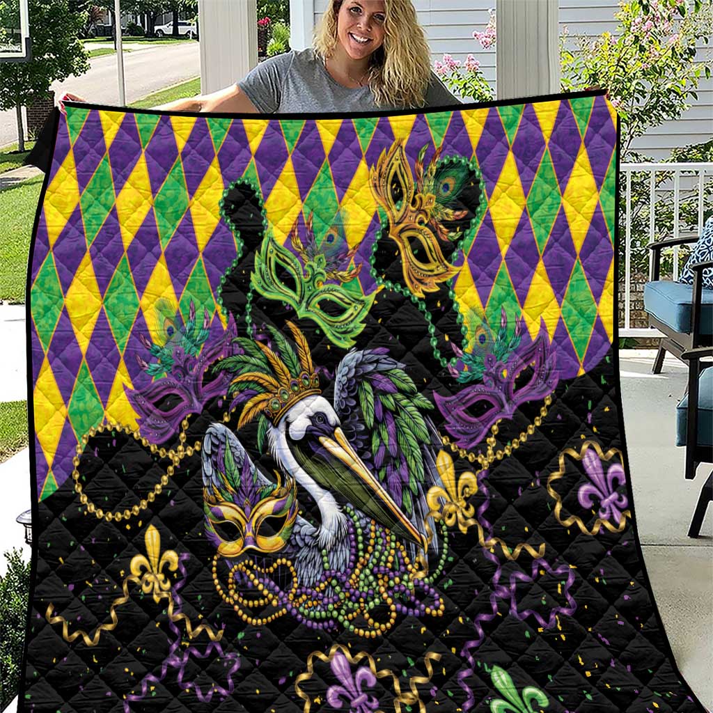 Mardi Gras Pelican Quilt On Tuesdays We Wear Beads - Wonder Print Shop
