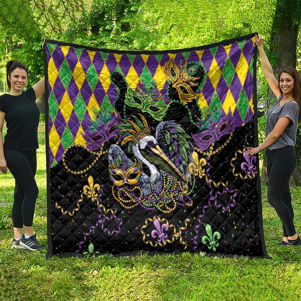 Mardi Gras Pelican Quilt On Tuesdays We Wear Beads - Wonder Print Shop