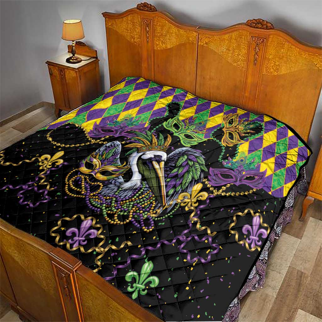 Mardi Gras Pelican Quilt On Tuesdays We Wear Beads - Wonder Print Shop
