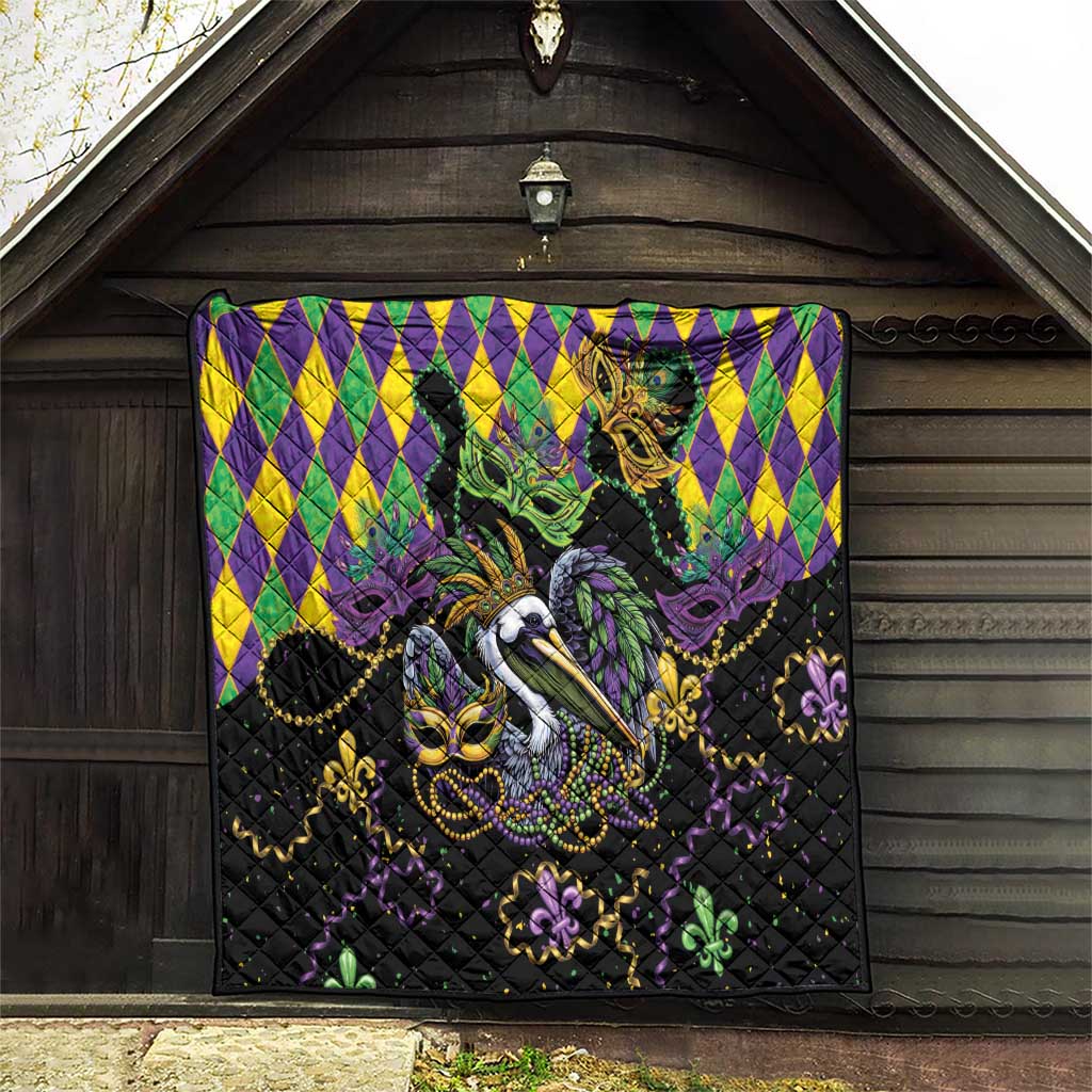 Mardi Gras Pelican Quilt On Tuesdays We Wear Beads - Wonder Print Shop