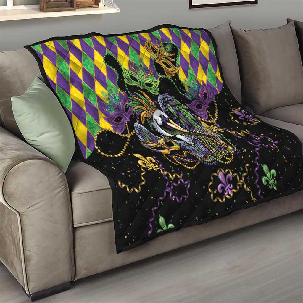 Mardi Gras Pelican Quilt On Tuesdays We Wear Beads - Wonder Print Shop