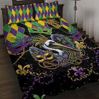 Mardi Gras Pelican Quilt Bed Set On Tuesdays We Wear Beads - Wonder Print Shop