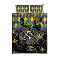 Mardi Gras Pelican Quilt Bed Set On Tuesdays We Wear Beads - Wonder Print Shop