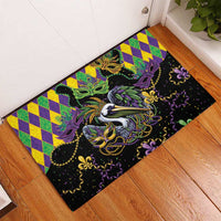 Mardi Gras Pelican Rubber Doormat On Tuesdays We Wear Beads - Wonder Print Shop
