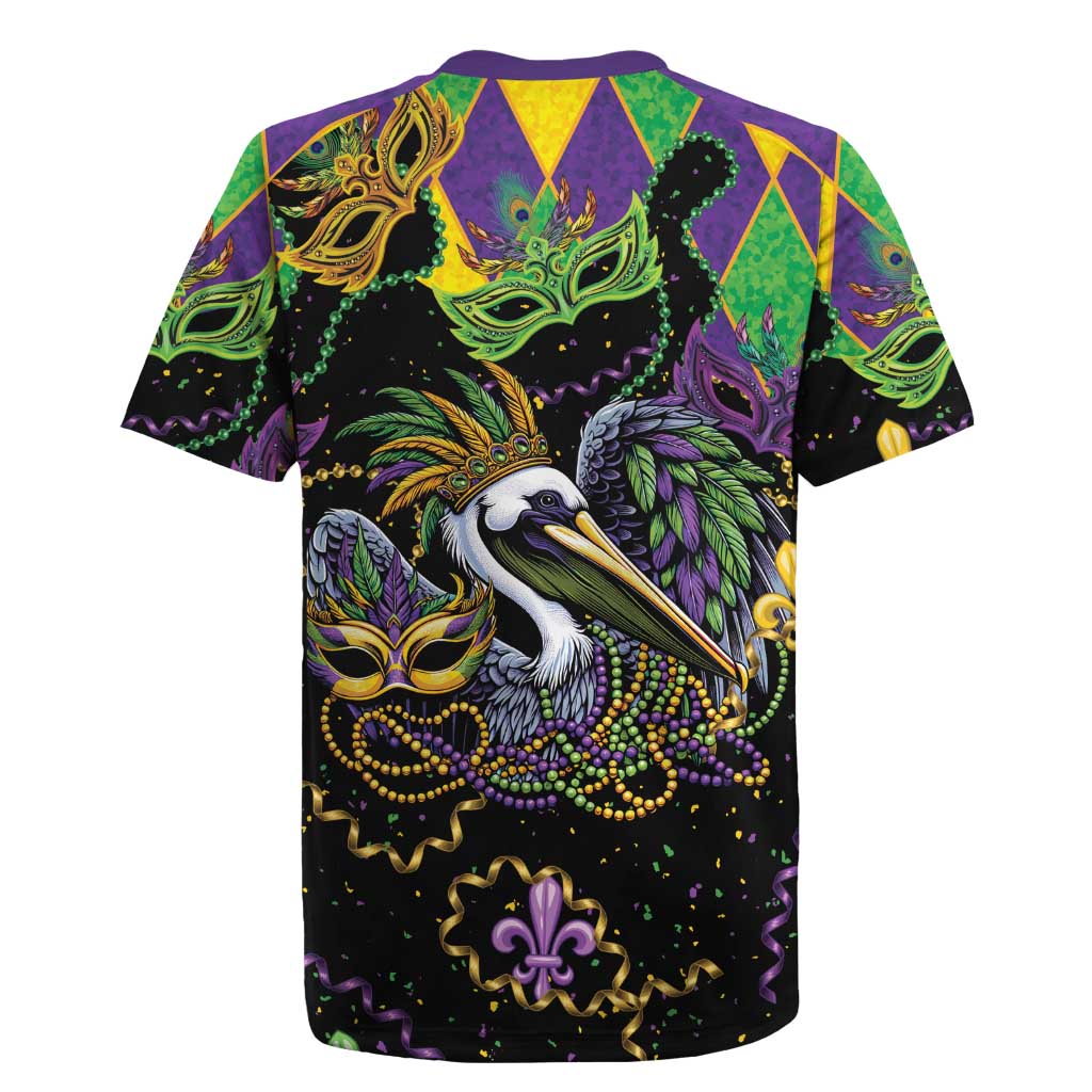 Mardi Gras Pelican Rugby Jersey On Tuesdays We Wear Beads - Wonder Print Shop