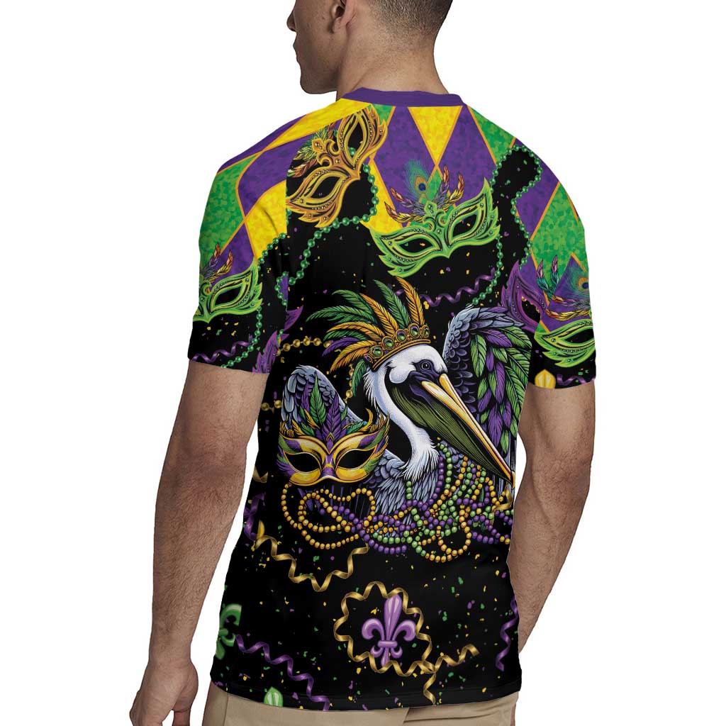 Mardi Gras Pelican Rugby Jersey On Tuesdays We Wear Beads - Wonder Print Shop