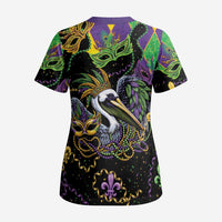 Mardi Gras Pelican Scrub Top On Tuesdays We Wear Beads - Wonder Print Shop