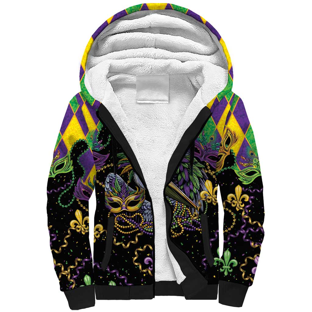 Mardi Gras Pelican Sherpa Hoodie On Tuesdays We Wear Beads - Wonder Print Shop
