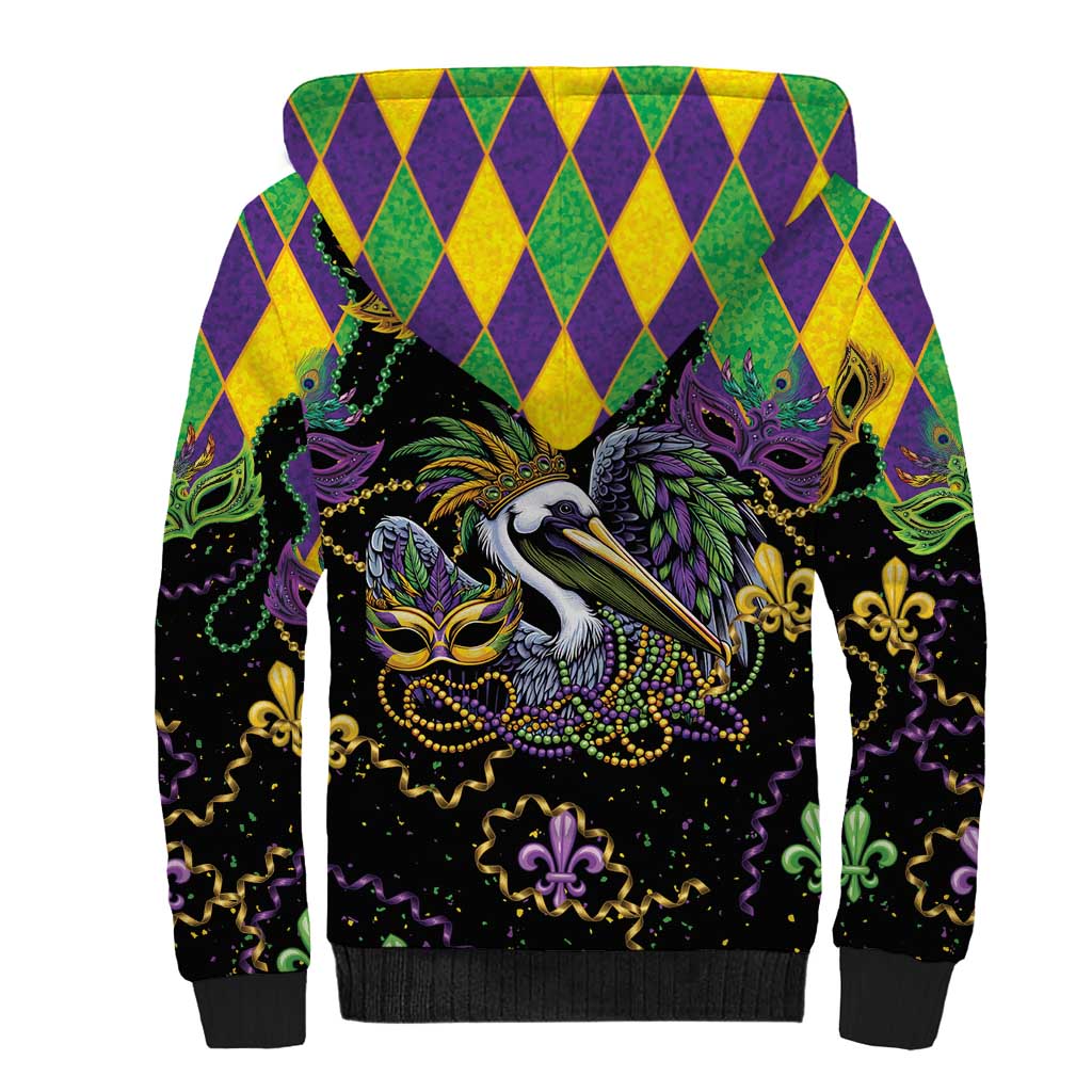 Mardi Gras Pelican Sherpa Hoodie On Tuesdays We Wear Beads - Wonder Print Shop