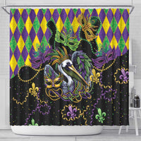 Mardi Gras Pelican Shower Curtain On Tuesdays We Wear Beads - Wonder Print Shop