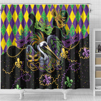 Mardi Gras Pelican Shower Curtain On Tuesdays We Wear Beads - Wonder Print Shop