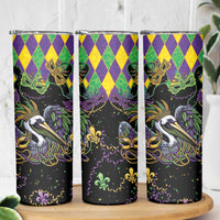 Mardi Gras Pelican Skinny Tumbler On Tuesdays We Wear Beads - Wonder Print Shop