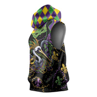 Mardi Gras Pelican Sleeveless Hoodie On Tuesdays We Wear Beads - Wonder Print Shop