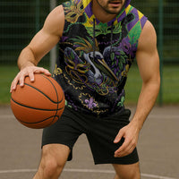 Mardi Gras Pelican Sleeveless Hoodie On Tuesdays We Wear Beads - Wonder Print Shop