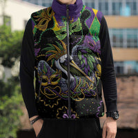 Mardi Gras Pelican Sleeveless Puffer Jacket On Tuesdays We Wear Beads - Wonder Print Shop
