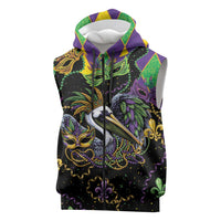 Mardi Gras Pelican Sleeveless Zip Hoodie On Tuesdays We Wear Beads - Wonder Print Shop