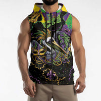 Mardi Gras Pelican Sleeveless Zip Hoodie On Tuesdays We Wear Beads - Wonder Print Shop
