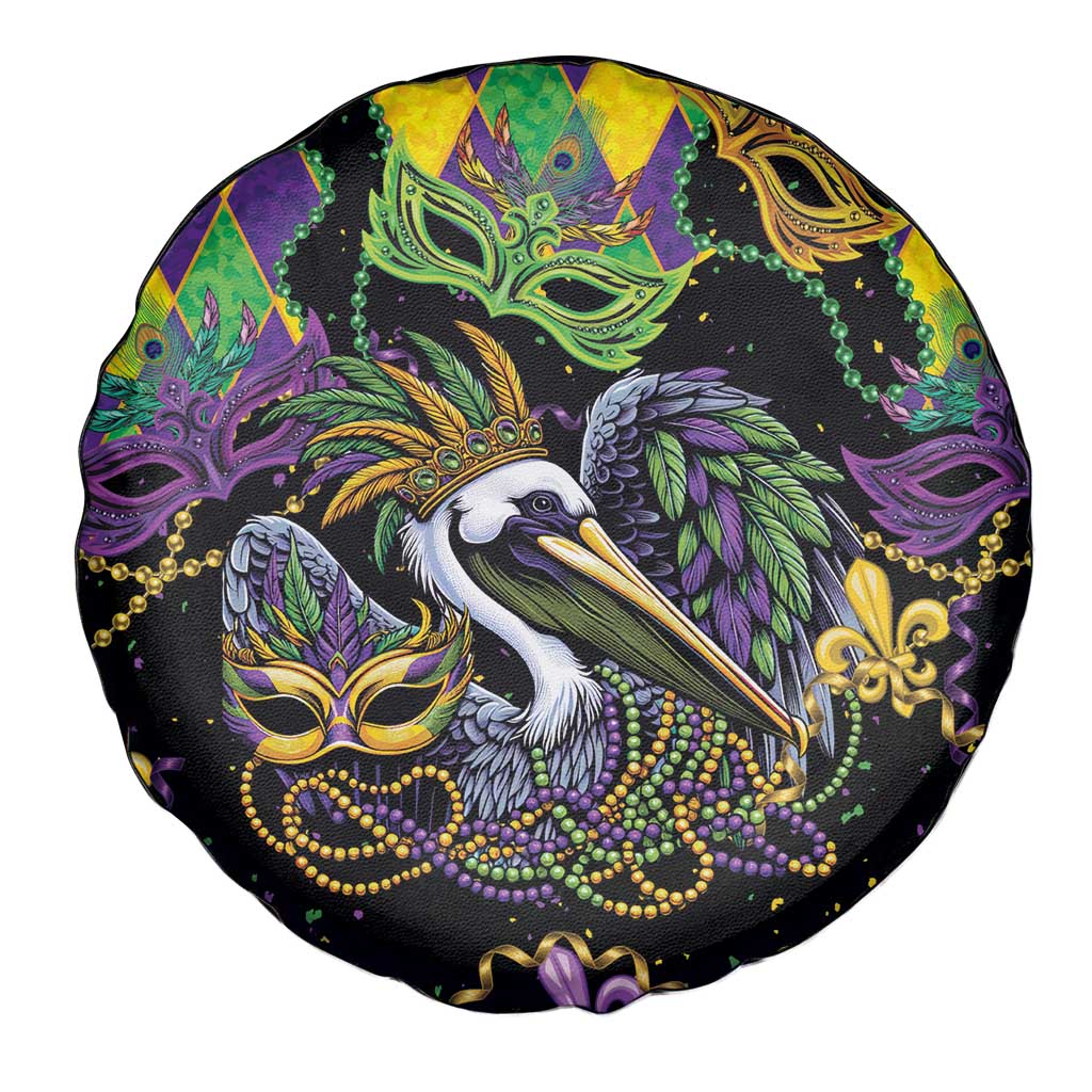 Mardi Gras Pelican Spare Tire Cover On Tuesdays We Wear Beads - Wonder Print Shop