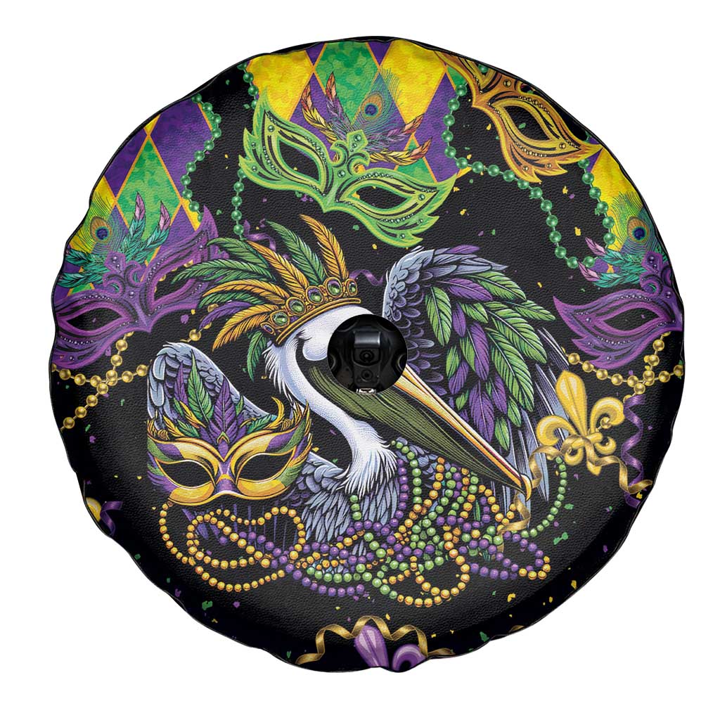 Mardi Gras Pelican Spare Tire Cover On Tuesdays We Wear Beads - Wonder Print Shop