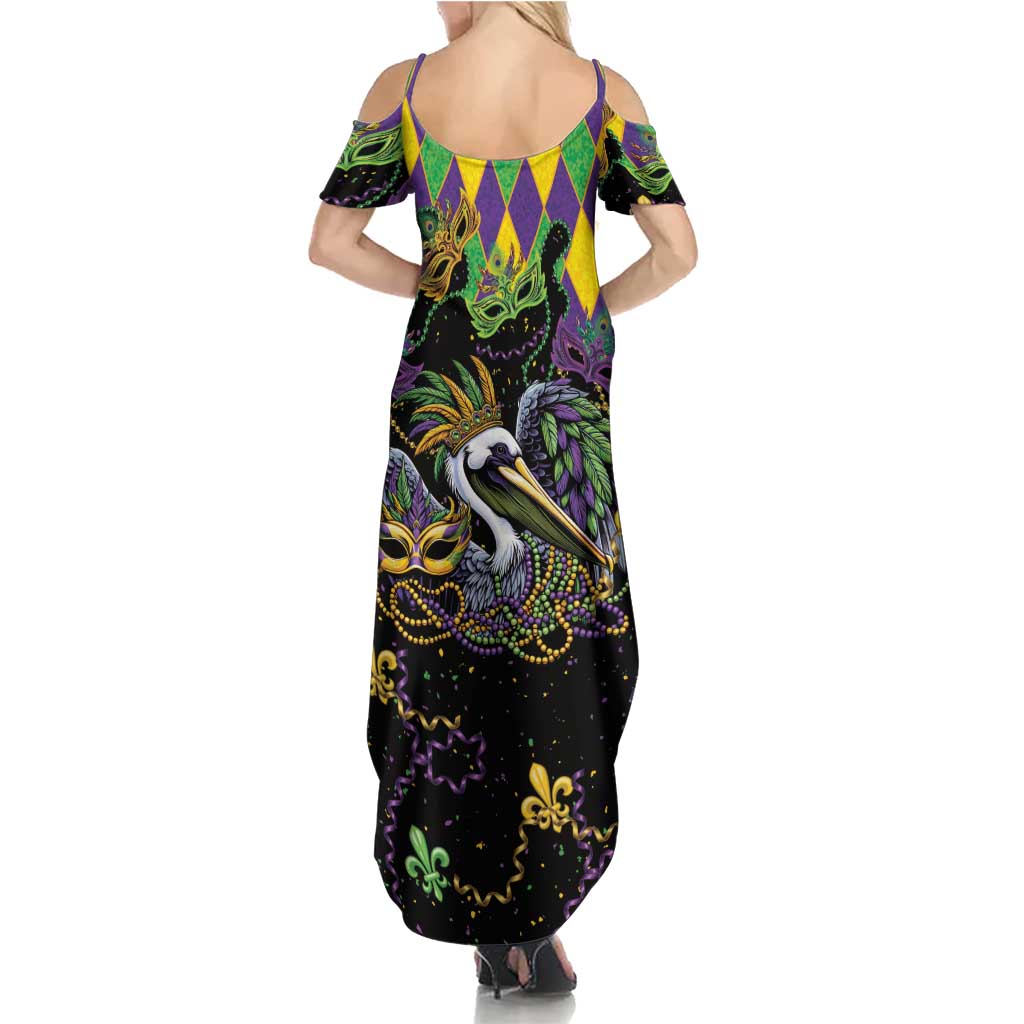 Mardi Gras Pelican Summer Maxi Dress On Tuesdays We Wear Beads - Wonder Print Shop
