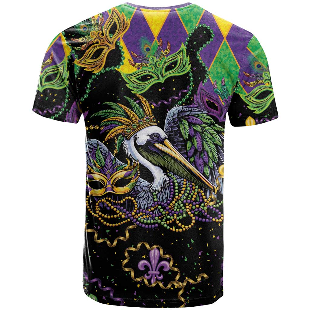 Mardi Gras Pelican T Shirt On Tuesdays We Wear Beads - Wonder Print Shop