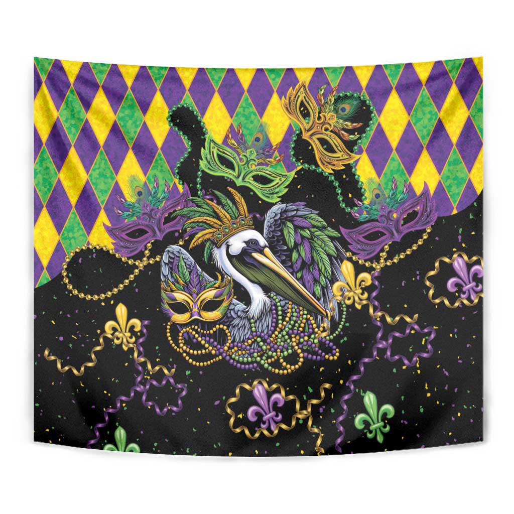 Mardi Gras Pelican Tapestry On Tuesdays We Wear Beads - Wonder Print Shop
