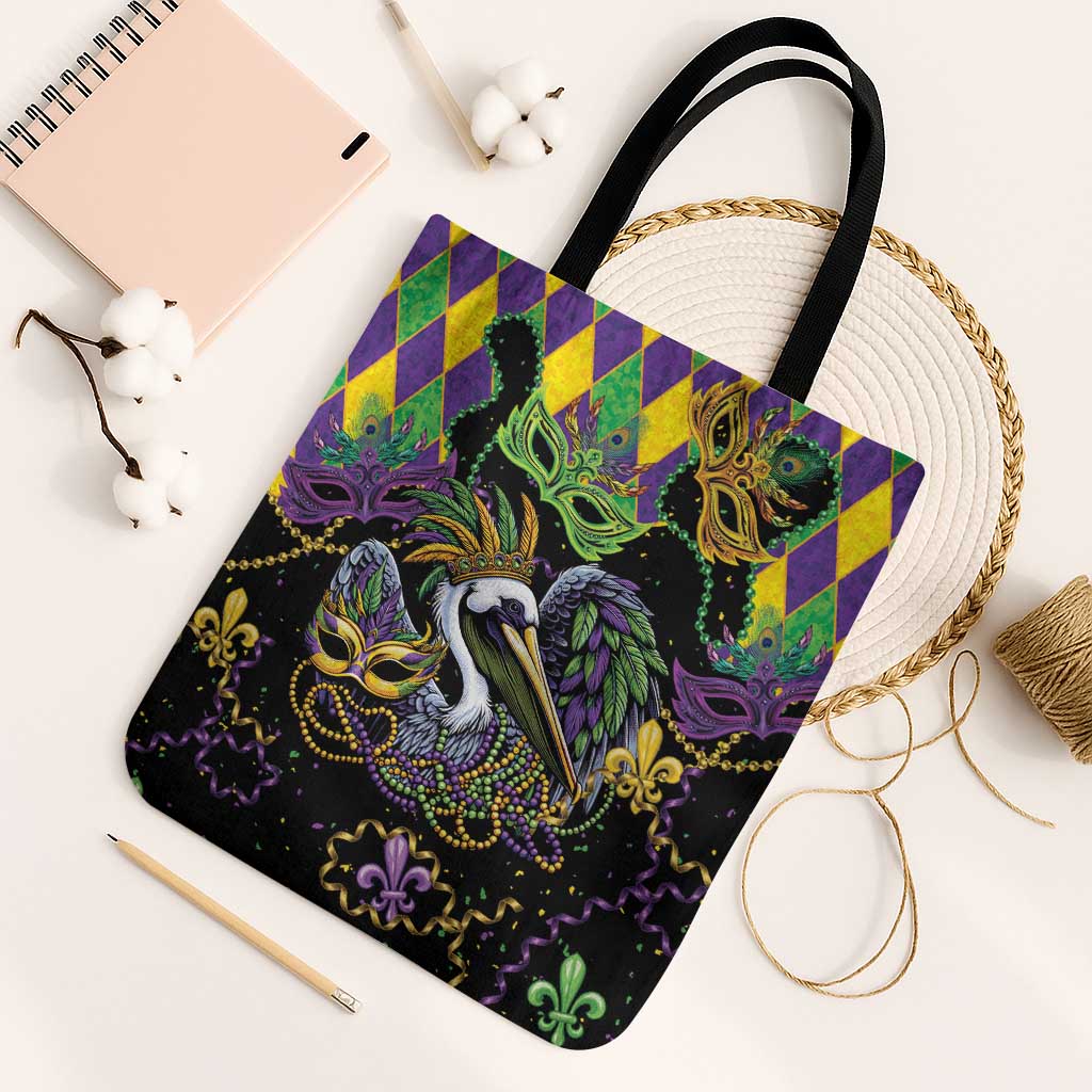 Mardi Gras Pelican Tote Bag On Tuesdays We Wear Beads - Wonder Print Shop