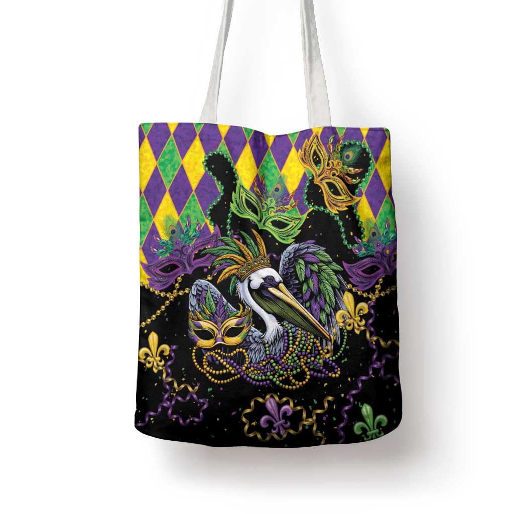 Mardi Gras Pelican Tote Bag On Tuesdays We Wear Beads - Wonder Print Shop