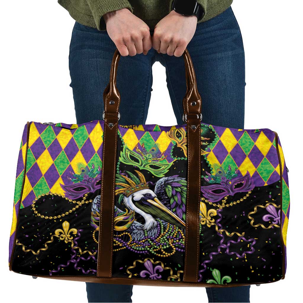 Mardi Gras Pelican Travel Bag On Tuesdays We Wear Beads - Wonder Print Shop