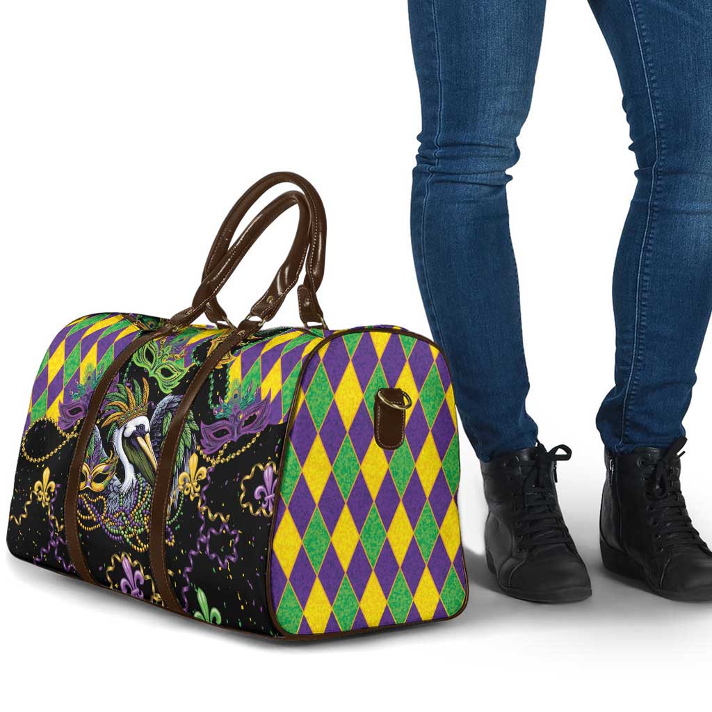 Mardi Gras Pelican Travel Bag On Tuesdays We Wear Beads - Wonder Print Shop
