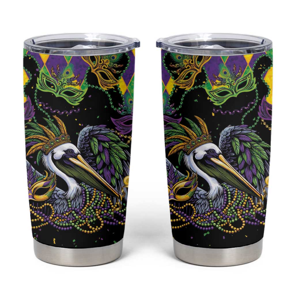 Mardi Gras Pelican Tumbler Cup On Tuesdays We Wear Beads - Wonder Print Shop