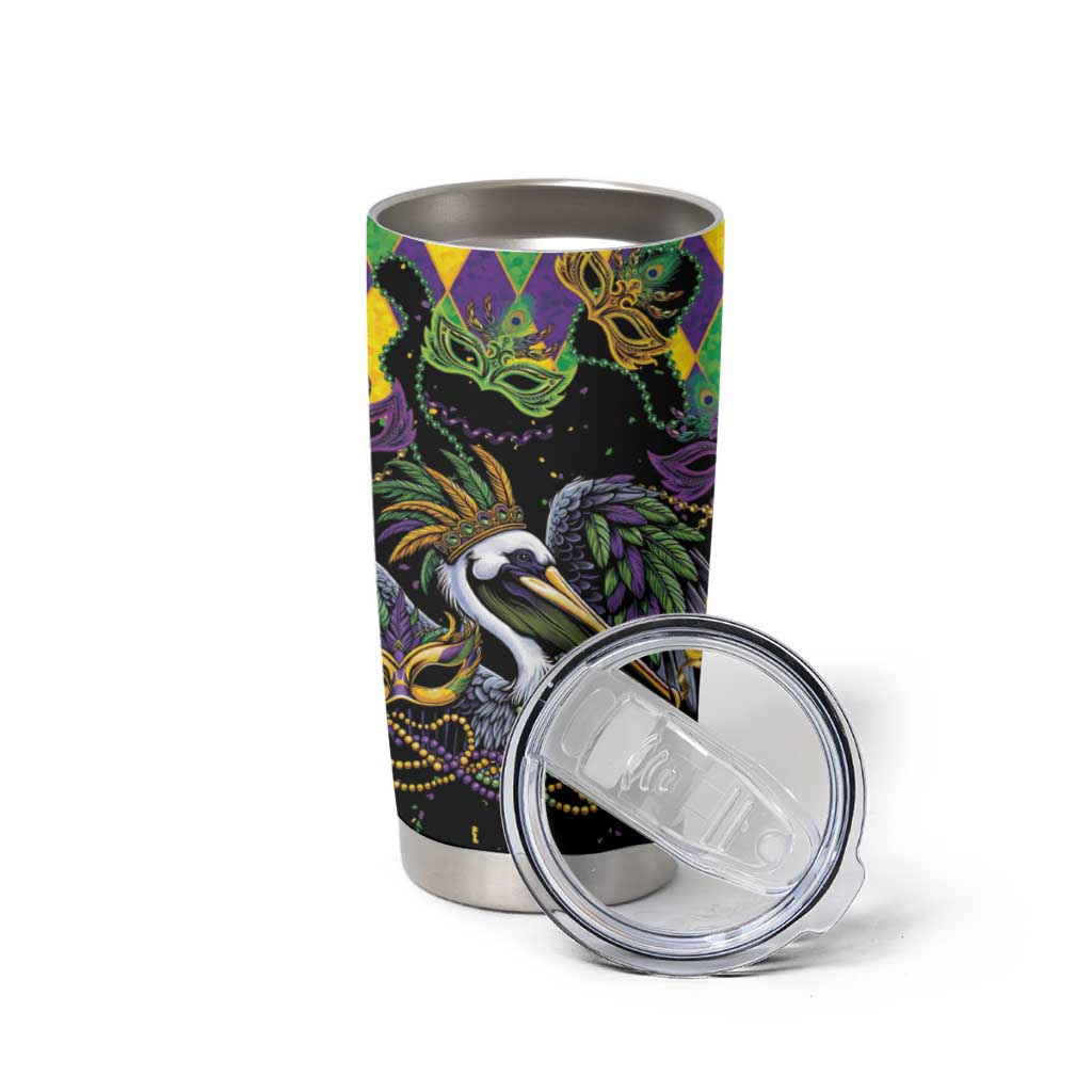 Mardi Gras Pelican Tumbler Cup On Tuesdays We Wear Beads - Wonder Print Shop
