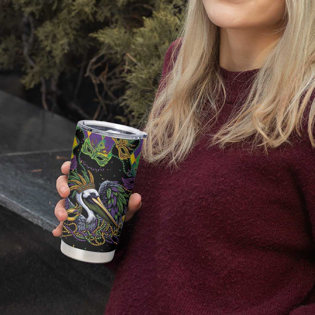 Mardi Gras Pelican Tumbler Cup On Tuesdays We Wear Beads - Wonder Print Shop